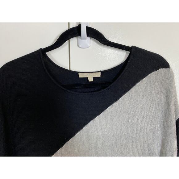 Joan Vass Studio Asymmetrical Black & Gray Long Sleeve Tunic Sweater Medium - Picture 3 of 10